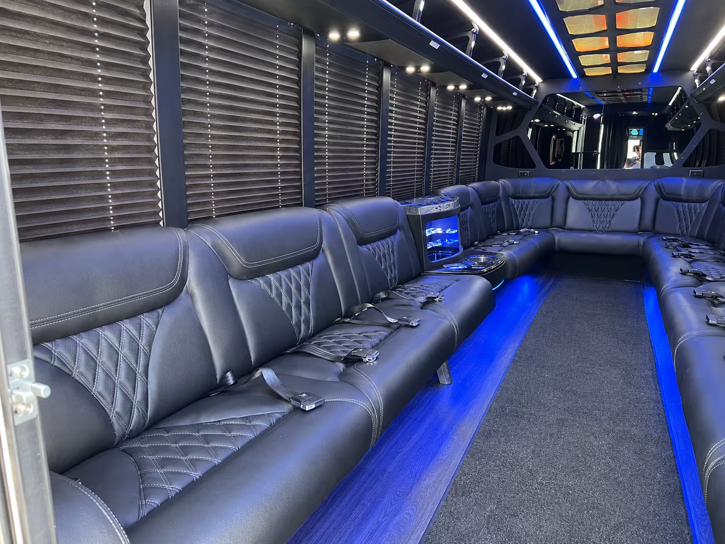 White party bus exterior